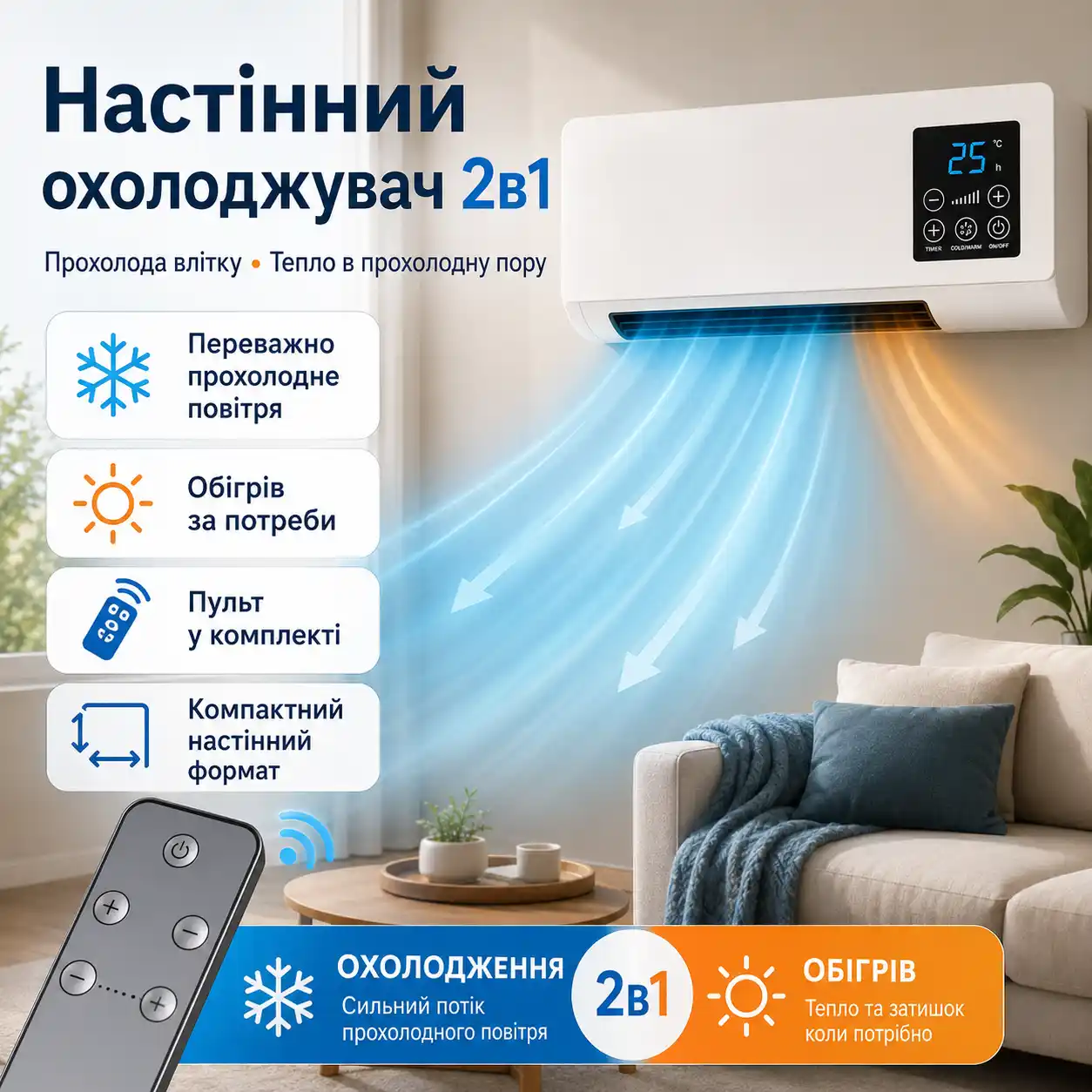 Компактний настінний охолоджувач повітря
